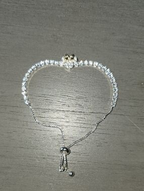 29 - Disney Minnie Mouse Silver-Tone Crystal Slider Necklace - Silver & White